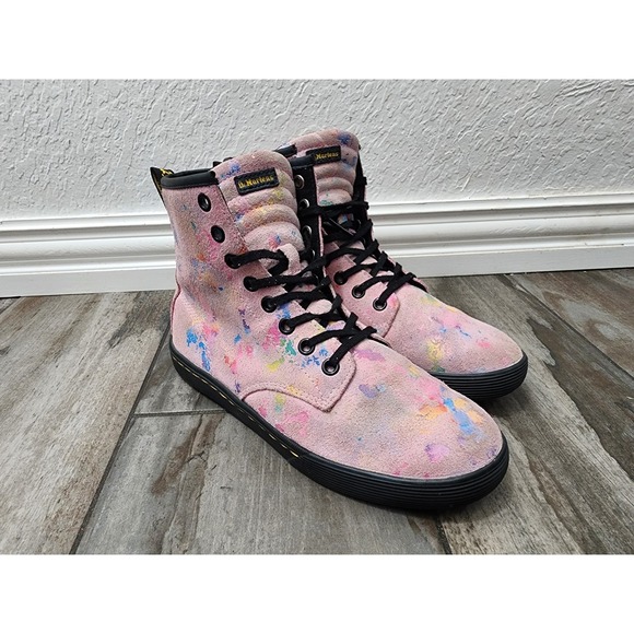 Dr. Martens Shoes - Dr. Martens Sheridan Ankle Boots Pink Floral Print Lace Up Womens Size 6